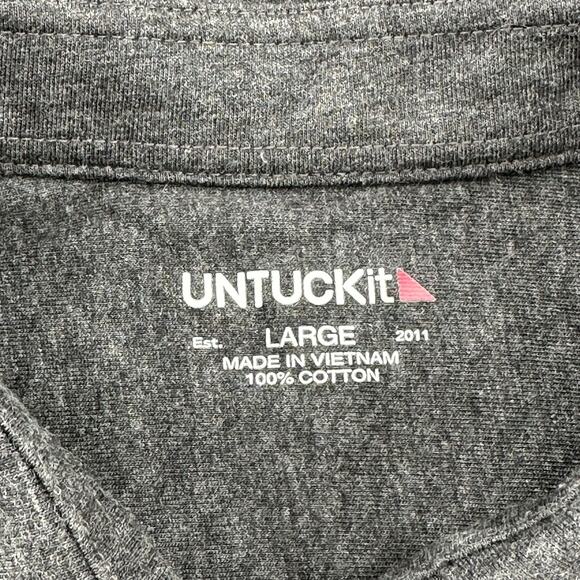 Untuckit Shirt Men Large Heathered Gray Luxe Button Up Long Sleeve Cotton Preppy - Picture 2 of 5